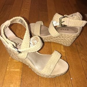a.n.a. Tan strap Wedges